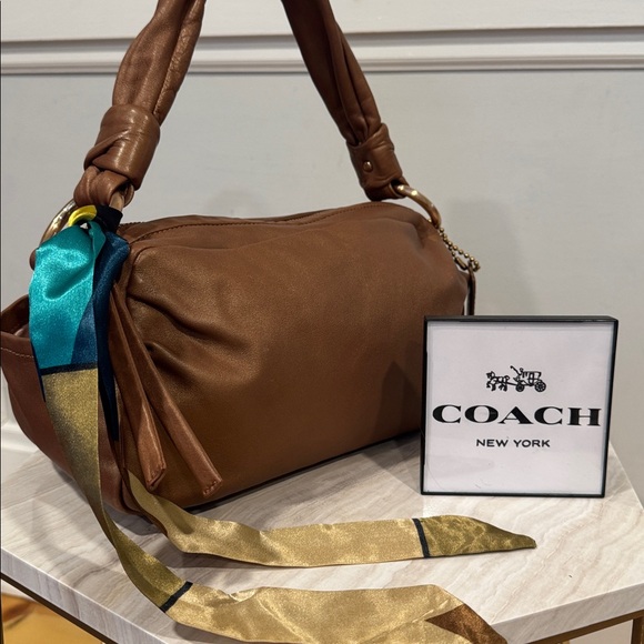 Coach Bag Parker Pleated Brown Metallic Soft Leather Shoulder Bag - Picture 3 of 16